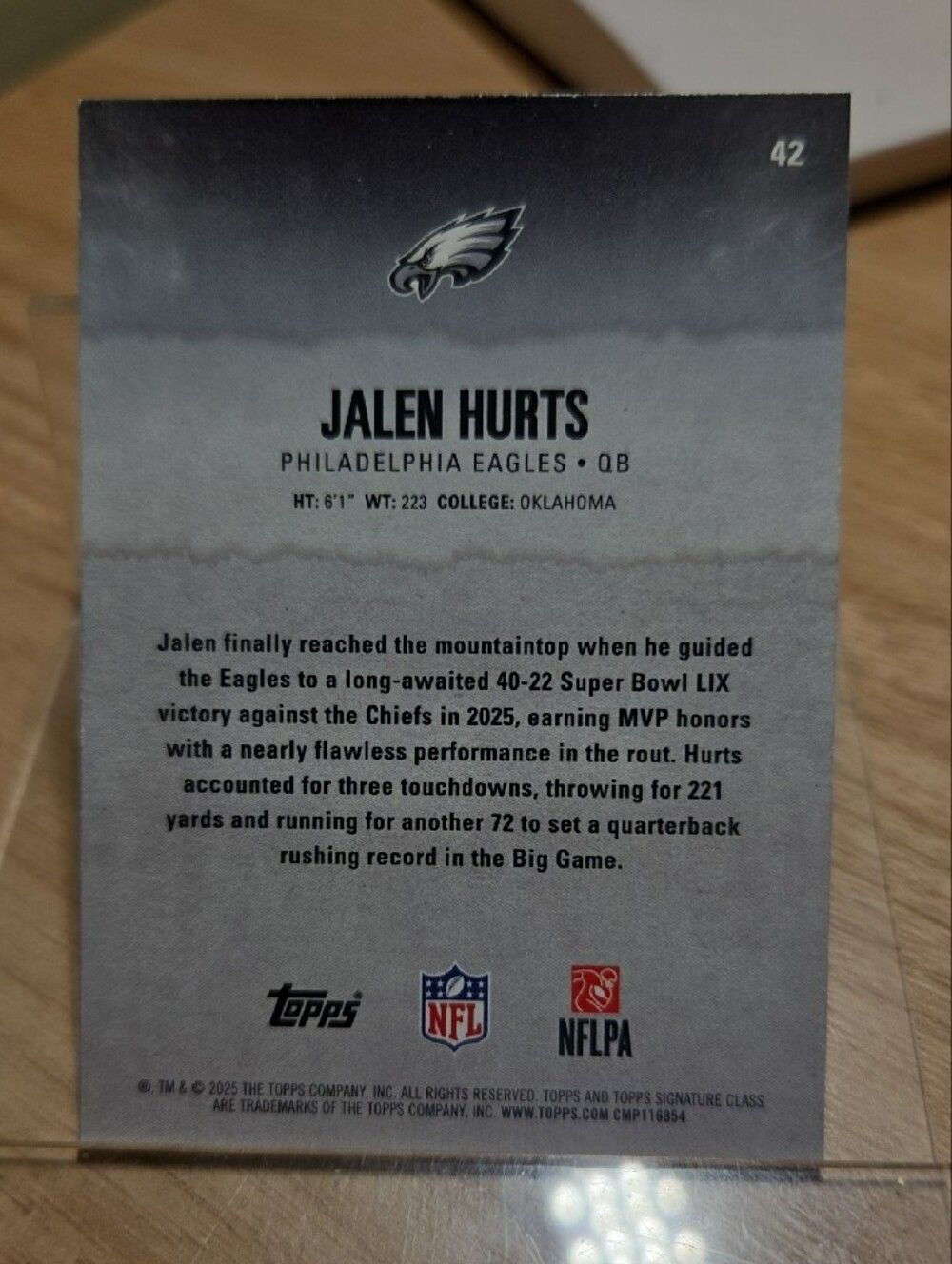 2025 Topps Signature Class Jalen Hurts - Picture 2 of 2